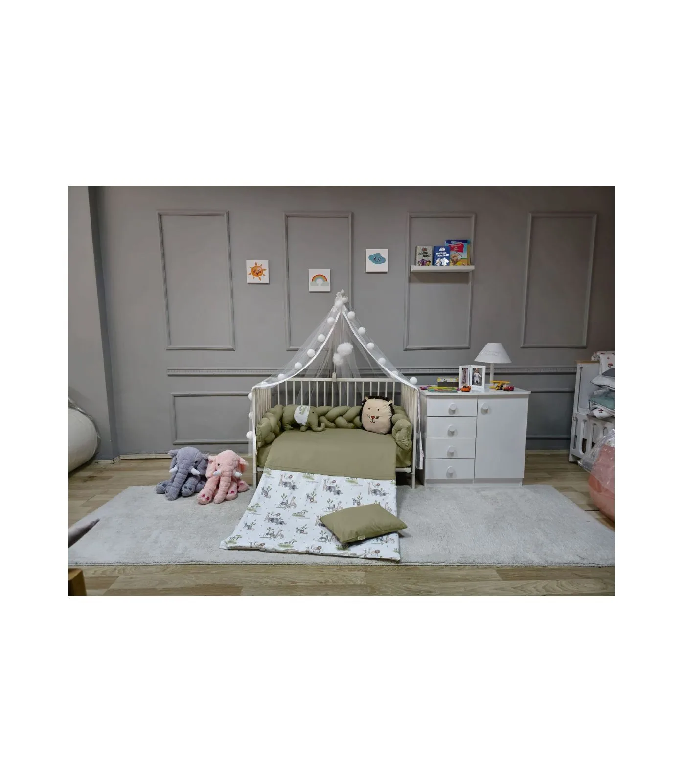 Kompletan set / Ogradica za deciji krevetac Slon - Slika 2