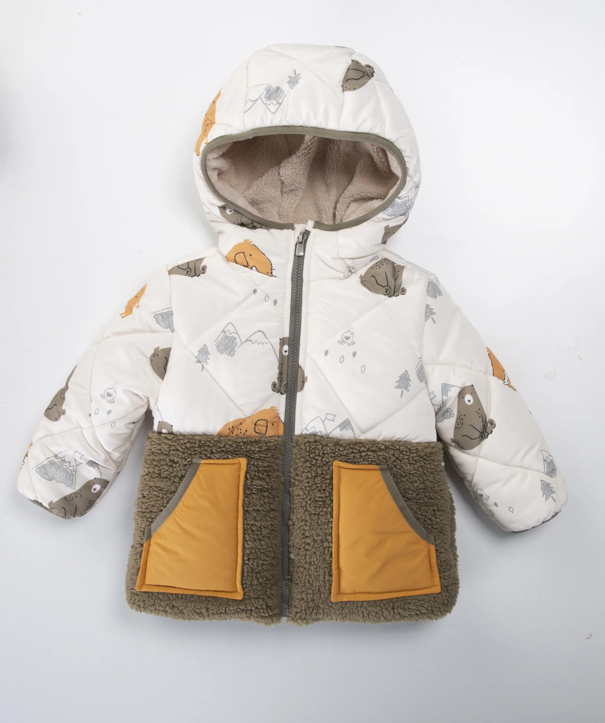 zimska jakna za bebe sa printom mamuta i medveda 2g