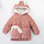 dečija prošivena jakna sa ušima i plišanim zekon