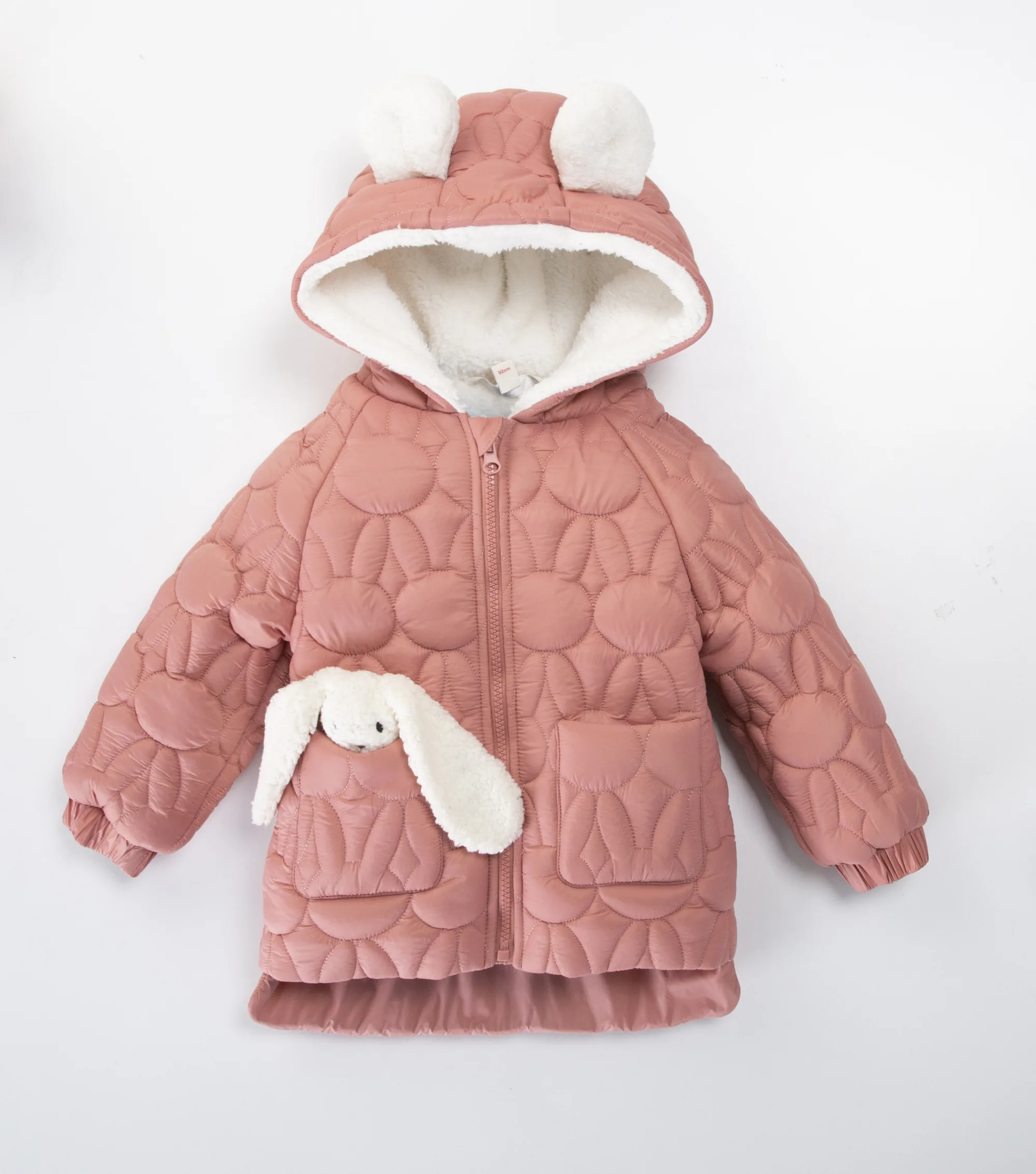 dečija prošivena jakna sa ušima i plišanim zekon