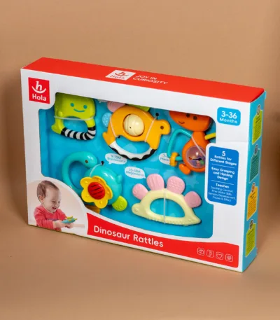 set zvečki i glodalica 1109 – dinosaur rattles (5 komada) (3–36 meseci)