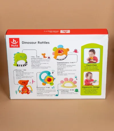 set zvečki i glodalica 1109 – dinosaur rattles (5 komada) (3–36 meseci)