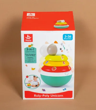 roly poly unicorn 3136 – 3u1 klackalica, slagalica i zvečka (3–36 meseci)