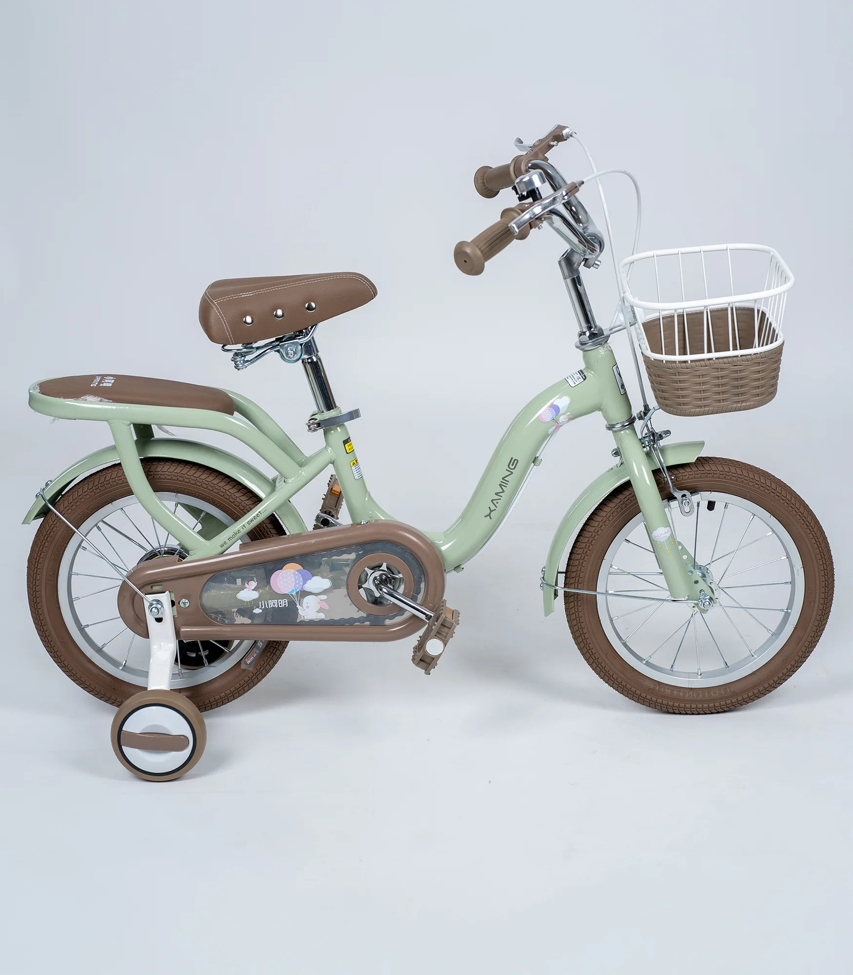 dečiji bicikl 5802 sa pomoćnim točkićima i korpom – 3 boje