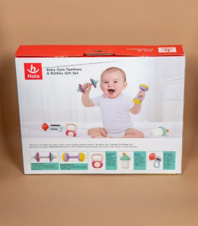 he7900 – set zvečka i glodalica (5 kom) – baby gym gift set (3–36 meseci)