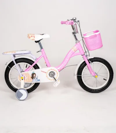 dečiji bicikl 663 sa pomoćnim točkićima i korpom – 3 boje bebi roze, 12*
