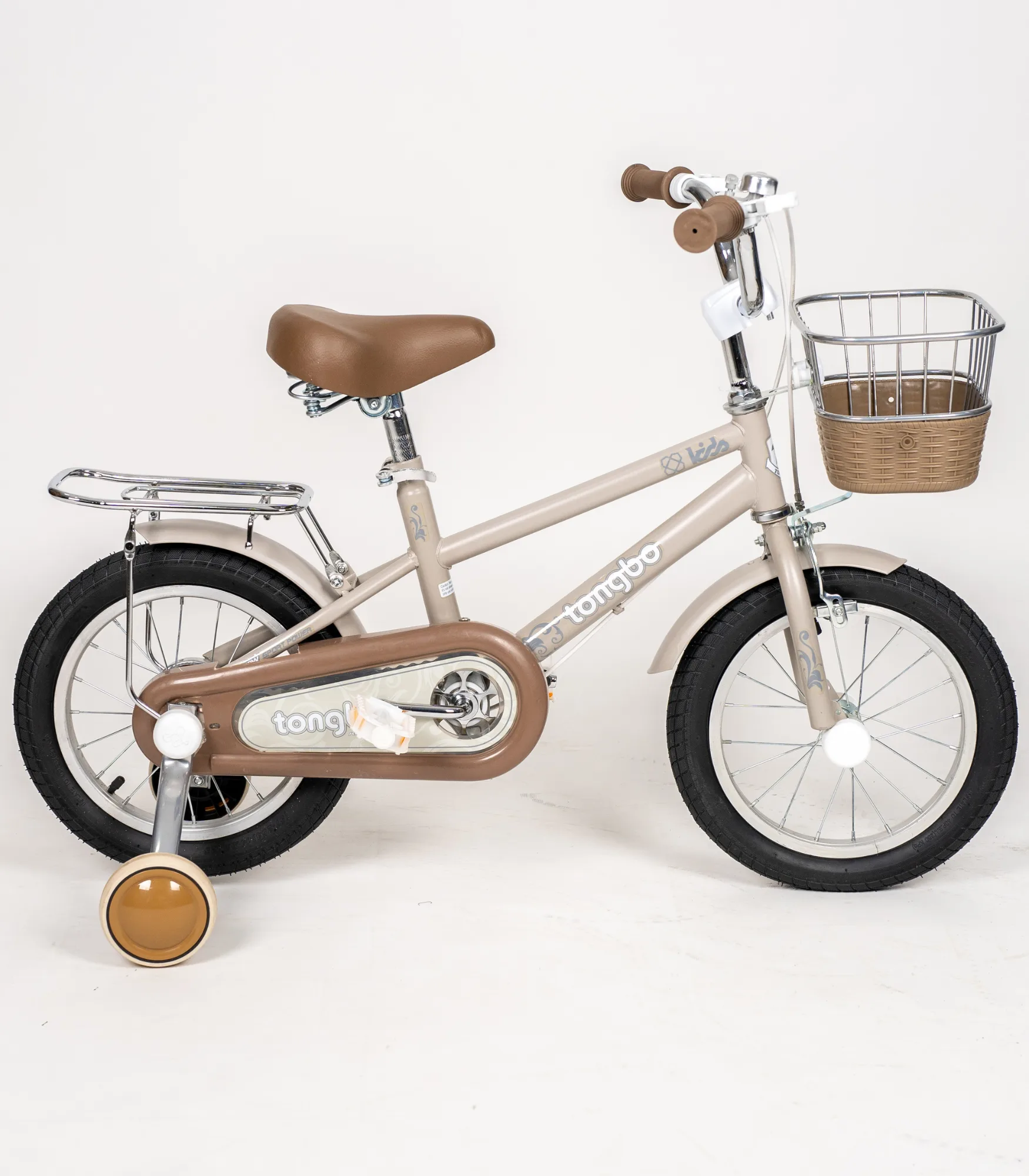 dečiji bicikl y 2402 sa pomoćnim točkićima i korpom – veličina 14” / 16” 16*, braon