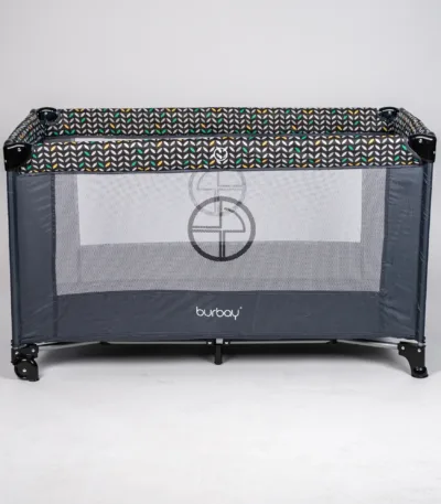 prenosivi krevetac burbay bk80 sivi (putni) sa mrežastim stranicama, bočnim ulazom i torbom