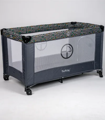 prenosivi krevetac burbay bk80 sivi (putni) sa mrežastim stranicama, bočnim ulazom i torbom