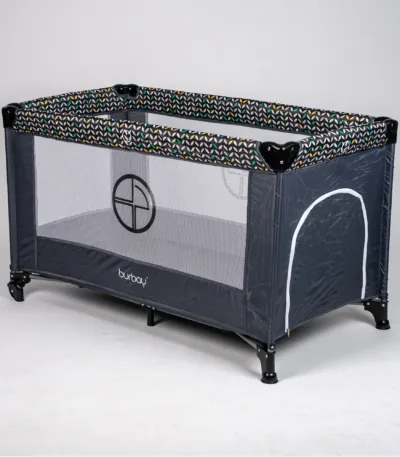 prenosivi krevetac burbay bk80 sivi (putni) sa mrežastim stranicama, bočnim ulazom i torbom