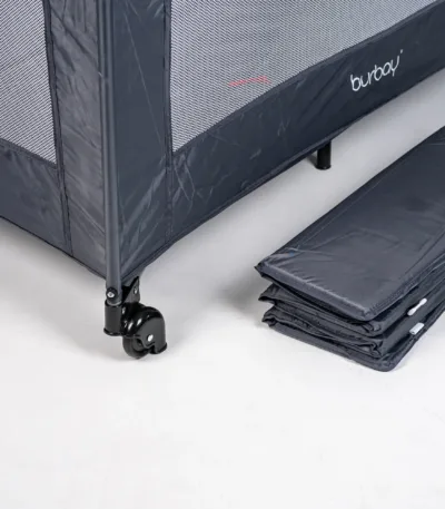 prenosivi krevetac burbay bk80 sivi (putni) sa mrežastim stranicama, bočnim ulazom i torbom