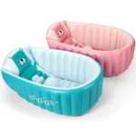 vazdušna bebi kadica swimbobo (0–4 god) sa pumpom – 2 položaja, 45° nagib (roza/plava)