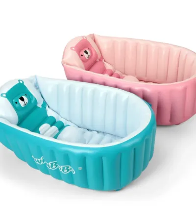 vazdušna bebi kadica swimbobo (0–4 god) sa pumpom – 2 položaja, 45° nagib (roza/plava)