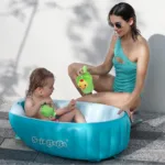 vazdušna bebi kadica swimbobo (0–4 god) sa pumpom – 2 položaja, 45° nagib (roza/plava)