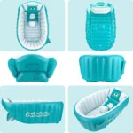 vazdušna bebi kadica swimbobo (0–4 god) sa pumpom – 2 položaja, 45° nagib (roza/plava)