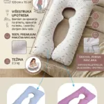 jastuk za trudnice „u“ (120×70 cm) – udobnost i podrška u trudnoći bebi roze