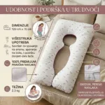 jastuk za trudnice „u“ (120×70 cm) – udobnost i podrška u trudnoći bebi roze