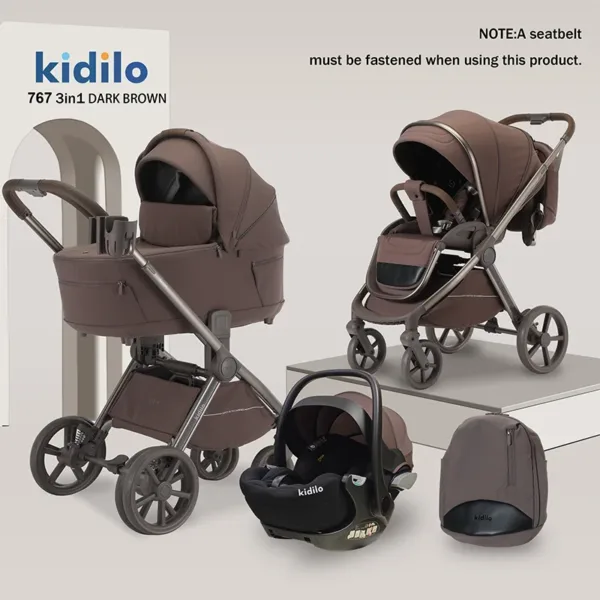 Kolica za bebe 3 u 1 767 - braon