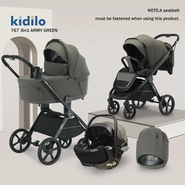 Kolica za bebe 3 u 1 767 - tamno zelena